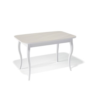 Обеденный раздвижной стол Kenner 1200C (Белый/Стекло крем глянец) в Тамбове