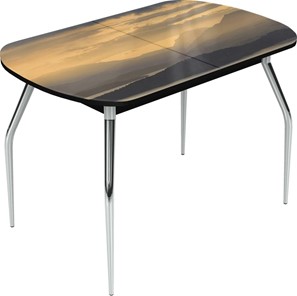 Кухонный раздвижной стол Ривьера исп.2 хром №5 (Exclusive h184/черный) в Тамбове