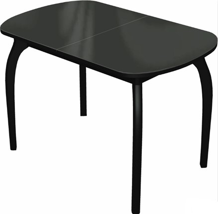 Кухонный раздвижной стол Ривьера исп.1 дерево №1 (стекло черное/черный) в Тамбове - изображение