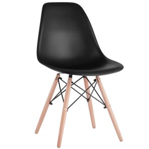 Комплект обеденных стульев 4 шт. BRABIX "Eames CF-010", пластик черный, опоры дерево/металл, 532631, 2033A в Тамбове