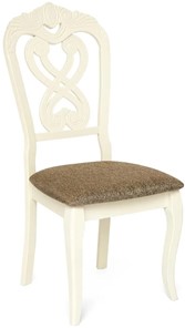Обеденный стул Андромеда, дерево гевея 47х55х107 Ivory white/ткань коричневая S 168-7 арт.19544 в Тамбове