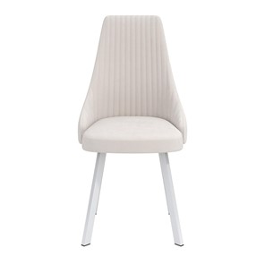 Обеденный стул Лион, велюр тенерифе крем/Цвет металл белый в Тамбове - предосмотр 1