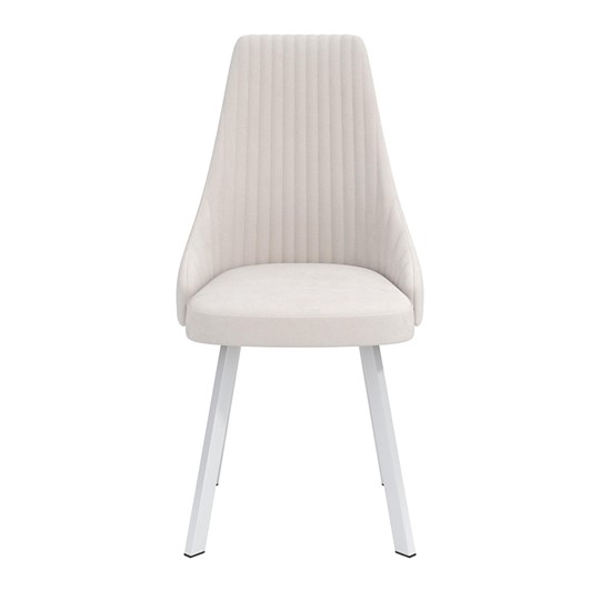 Обеденный стул Лион, велюр тенерифе крем/Цвет металл белый в Тамбове - изображение 1