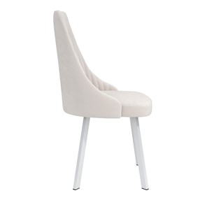 Обеденный стул Лион, велюр тенерифе крем/Цвет металл белый в Тамбове - предосмотр 2