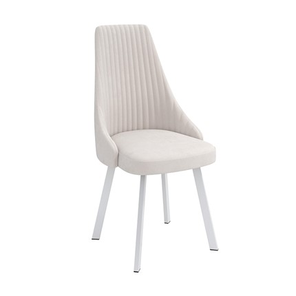 Обеденный стул Лион, велюр тенерифе крем/Цвет металл белый в Тамбове - изображение
