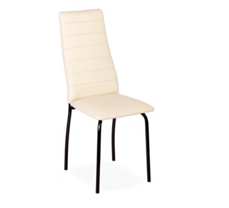 Обеденный стул Волна, прошивка горизонтально, каркас металл черный, экотекс крем в Тамбове