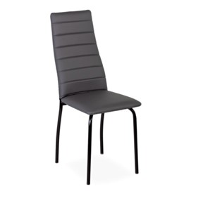 Обеденный стул Волна, прошивка горизонтально, каркас металл черный, экотекс серый в Тамбове