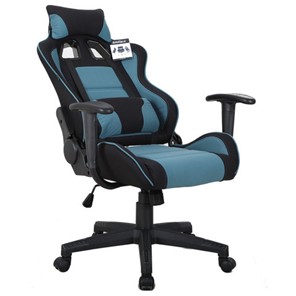 Компьютерное кресло Brabix GT Racer GM-100 (две подушки, ткань, черное/голубое) 531818 в Тамбове - предосмотр 1