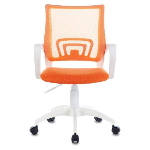 Компьютерное кресло Brabix Fly MG-396W (с подлокотниками, пластик белый, сетка, оранжевое) 532401 в Тамбове - изображение 1
