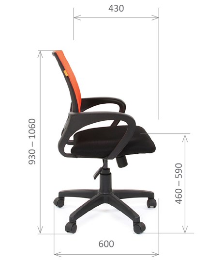 Кресло CHAIRMAN 696 black Сетчатый акрил DW66 оранжевый в Тамбове - изображение 2