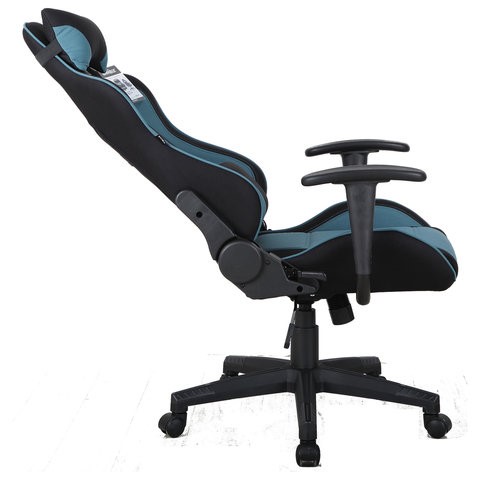 Компьютерное кресло Brabix GT Racer GM-100 (две подушки, ткань, черное/голубое) 531818 в Тамбове - изображение 3