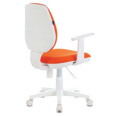 Кресло офисное Brabix Fancy MG-201W (с подлокотниками, пластик белый, оранжевое) 532410 в Тамбове - изображение 2