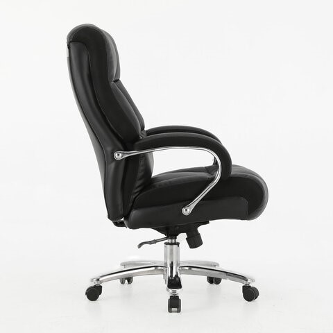 Кресло офисное Brabix Premium Bomer HD-007 (рециклированная кожа, хром, черное) 531939 в Тамбове - изображение 1
