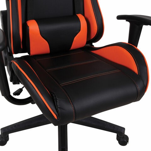 Компьютерное кресло Brabix GT Racer GM-100 (две подушки, экокожа, черное/оранжевое) 531925 в Тамбове - изображение 8