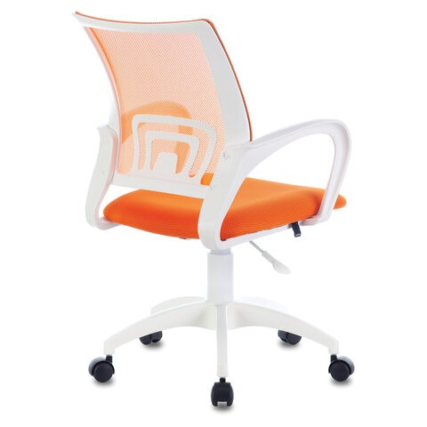 Компьютерное кресло Brabix Fly MG-396W (с подлокотниками, пластик белый, сетка, оранжевое) 532401 в Тамбове - изображение 3