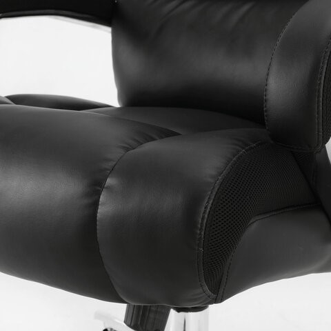 Кресло офисное Brabix Premium Bomer HD-007 (рециклированная кожа, хром, черное) 531939 в Тамбове - изображение 3