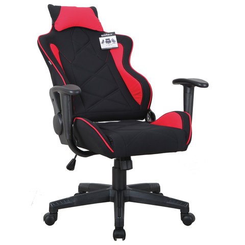 Кресло компьютерное Brabix GT Racer GM-100 (подушка, ткань, черное/красное) 531820 в Тамбове - изображение 1