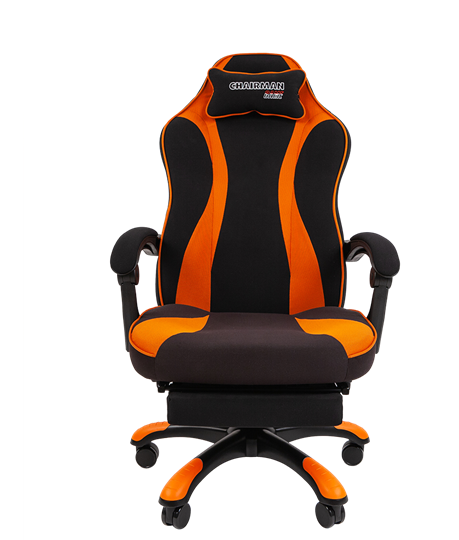 Игровое кресло CHAIRMAN GAME 35 с выдвижной подставкой для ног Ткань черная / Ткань оранжевая в Тамбове - изображение 1