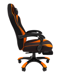 Игровое кресло CHAIRMAN GAME 35 с выдвижной подставкой для ног Ткань черная / Ткань оранжевая в Тамбове - предосмотр 2
