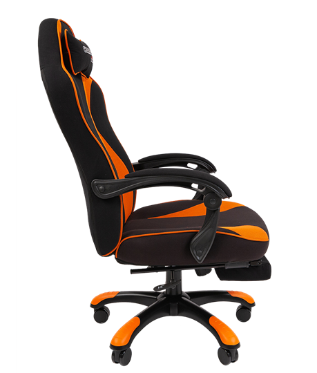 Игровое кресло CHAIRMAN GAME 35 с выдвижной подставкой для ног Ткань черная / Ткань оранжевая в Тамбове - изображение 2