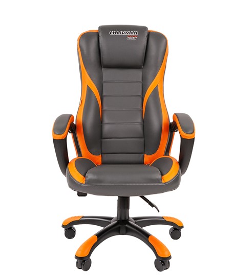Компьютерное кресло CHAIRMAN GAME 22 эко кожа, серый/оранжевый в Тамбове - изображение 3