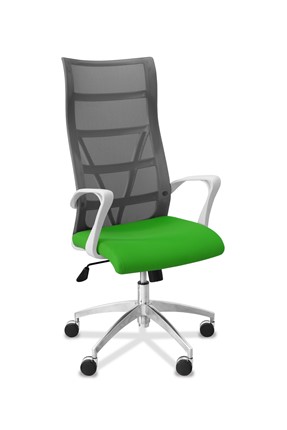 Кресло для руководителя Топ X белый каркас, сетка/ткань TW / серая/салатовая в Тамбове - изображение