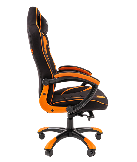 Кресло игровое CHAIRMAN GAME 28 Полиэстер комбинированная ткань оранжевый/черный в Тамбове - изображение 3