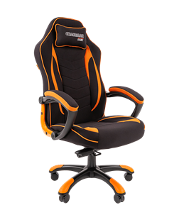 Кресло игровое CHAIRMAN GAME 28 Полиэстер комбинированная ткань оранжевый/черный в Тамбове - предосмотр
