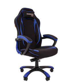 Кресло игровое CHAIRMAN GAME 28 Полиэстер комбинированная ткань синий/черный в Тамбове - предосмотр