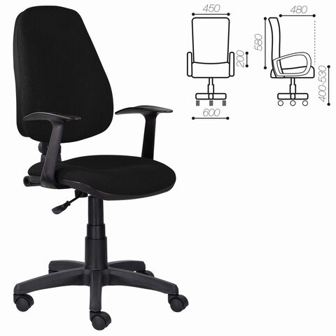 Кресло компьютерное Brabix Comfort MG-321, регулируемая эргономичная спинка, ткань, черное в Тамбове - изображение 5
