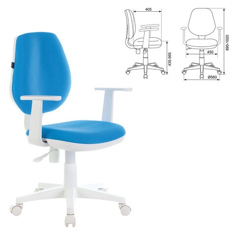 Кресло Brabix Fancy MG-201W (с подлокотниками, пластик белый, голубое) 532411 в Тамбове - изображение 4