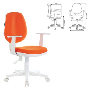 Кресло офисное Brabix Fancy MG-201W (с подлокотниками, пластик белый, оранжевое) 532410 в Тамбове - предосмотр 3