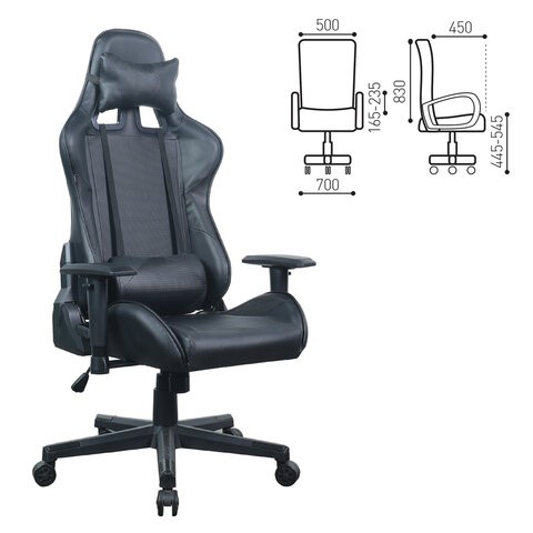 Компьютерное кресло Brabix GT Carbon GM-115 (две подушки, экокожа, черное) 531932 в Тамбове - изображение 15