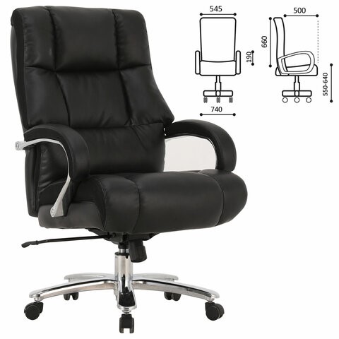 Кресло офисное Brabix Premium Bomer HD-007 (рециклированная кожа, хром, черное) 531939 в Тамбове - изображение 6