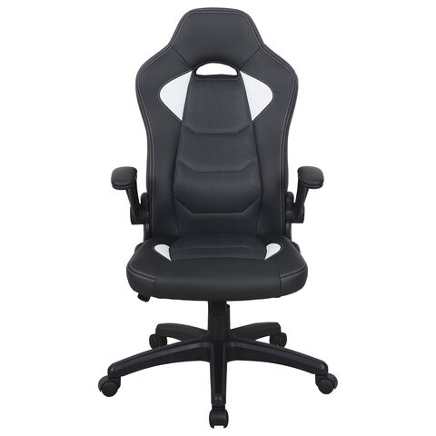 Офисное кресло BRABIX "Skill GM-005", откидные подлокотники, экокожа, черное/белое, 532493 в Тамбове - изображение 2
