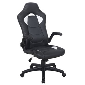 Офисное кресло BRABIX "Skill GM-005", откидные подлокотники, экокожа, черное/белое, 532493 в Тамбове - предосмотр