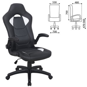 Офисное кресло BRABIX "Skill GM-005", откидные подлокотники, экокожа, черное/белое, 532493 в Тамбове - предосмотр 7