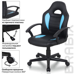 Офисное кресло BRABIX "Spark GM-201", экокожа, черное/голубое, 532505 в Тамбове - предосмотр 9