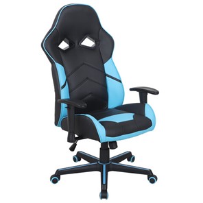 Офисное кресло BRABIX "Storm GM-006", регулируемые подлокотники, экокожа, черное/голубое, 532501 в Тамбове - предосмотр