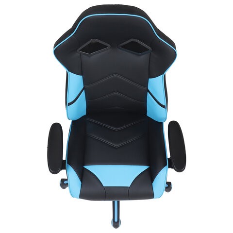 Офисное кресло BRABIX "Storm GM-006", регулируемые подлокотники, экокожа, черное/голубое, 532501 в Тамбове - изображение 7