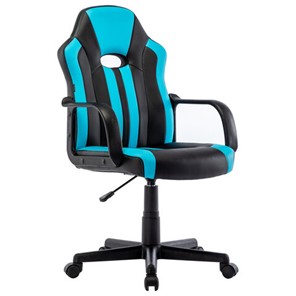 Офисное кресло BRABIX "Stripe GM-202", экокожа, черное/голубое, 532509 в Тамбове - предосмотр