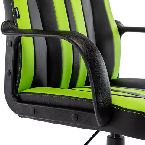 Кресло компьютерное BRABIX "Stripe GM-202", экокожа, черное/зеленое, 532511 в Тамбове - изображение 8