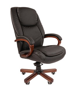Кресло офисное CHAIRMAN 408 кожа черная в Тамбове - предосмотр