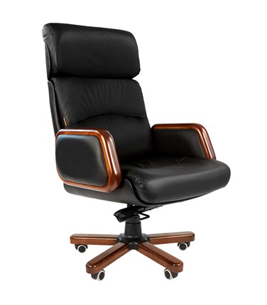 Офисное кресло CHAIRMAN 417 кожа черная в Тамбове - изображение