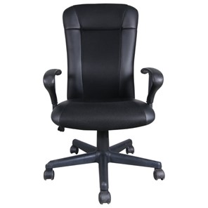 Офисное кресло Brabix Optima MG-370 (с подлокотниками, экокожа/ткань, черное) 531580 в Тамбове