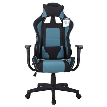 Компьютерное кресло Brabix GT Racer GM-100 (две подушки, ткань, черное/голубое) 531818 в Тамбове - изображение