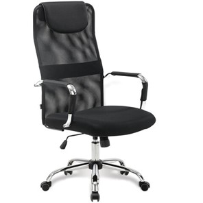 Кресло компьютерное Brabix Fit EX-514 (с подголовником, хром, черное) 531949 в Тамбове