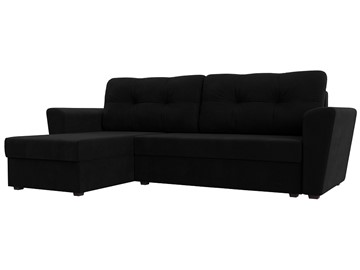 Угловой диван для гостиной Амстердам Лайт, Черный (микровельвет) в Тамбове