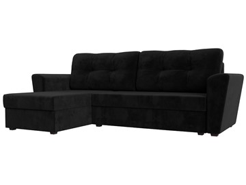 Угловой диван для гостиной Амстердам Лайт, Черный (велюр) в Тамбове