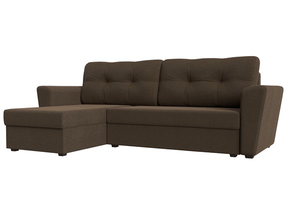 Угловой диван с оттоманкой Амстердам Лайт, Коричневый (рогожка) в Тамбове - изображение